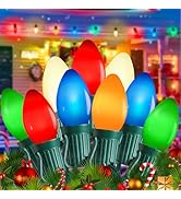 100FT C7 Multicolor Christmas Lights Outdoor, Vintage Christmas Lights String with 100+5 LED Colo...