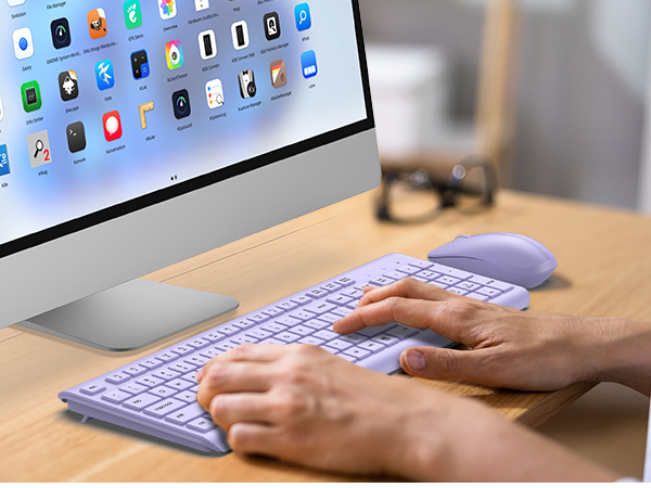 Wireless Keyboard and Mouse Combo, Full Size Silent Ergonomic Keyboard Mouse