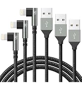 90 Degree iPhone Charger 6FT, [Apple MFi Certified] 3Pack Fast Charging Cables Cord,6Feet Right A...