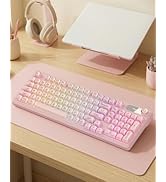 EWEADN V102 Wireless Keyboards, 102-Key Gaming Keyboard with Screen &amp; Media Knob, Custom RGB Back...