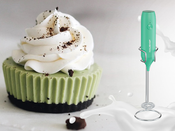 HAUSHOF Handheld Electric Milk Frother with Stand