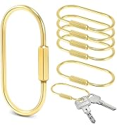 6 Pack Brass Keychain Gold Carabiner Clip with Secure Locking Screw Carabiners Key Holder Keychai...