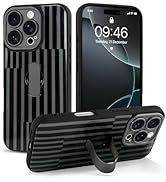 Jefonha for iPhone 16 Pro Max Case with Finger Hand Strap Kickstand, Trendy Cool Striped Phone Ca...