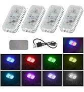 LivTee 4PCS Wireless Small Car LED Lights Interior, USB Rechargeable Car Interior Led Night Light...