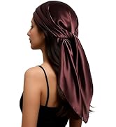 PoeticEHome Mulberry Silk Head Scarf 35"x35" - Solid Color 6A Grade Anti-Frizz Sleeping Hair Wrap...