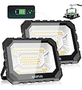 AKOFUN 200W LED Solar Work Light Rechargeable, 16000LM Magnetic Worklight 3000K/4500K/6500K, 1600...