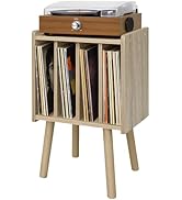 Record Player Stand, Vinyl Record Storage Table with 4 Cabinet, Mid Century Modern Turntable Stan...