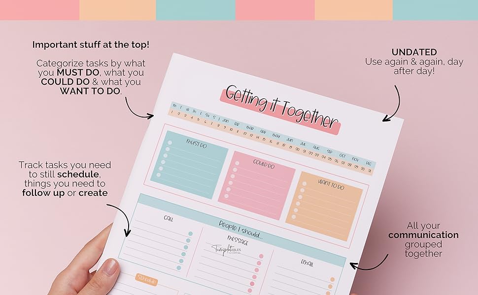 Brain Dump Notepad, To Do List Desk Pad, Productivity Planner, ADHD Daily Planner