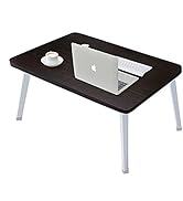 LKBBC Foldable Laptop Desk for Bed, 23.6 Inch Floor Table, Height-Adjustable Legs, Black