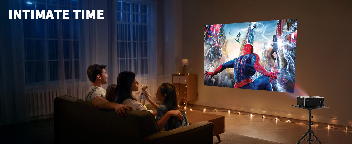 Projector with WIFI and Bluetooth,Native 1080P Projector,Portable Movie Projector for Outdoor Use