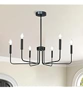 Lurinenna Black 6-Light Farmhouse Chandelier, Rustic Industrial Modern Ceiling Pendant Light, Adj...