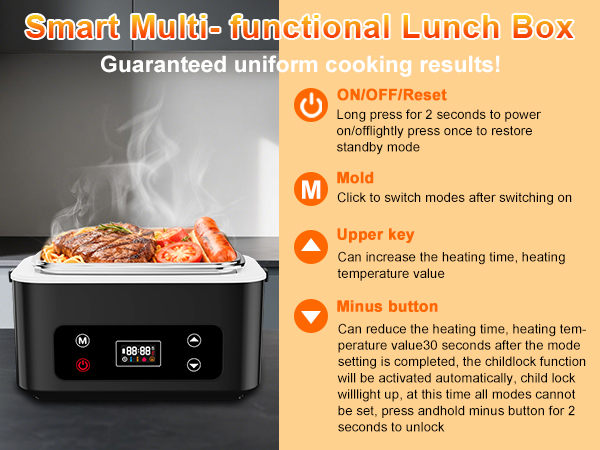 Cordless Electric Lunch Box for Adults, Heated Lunch Box Battery Powered with Automatic Heating