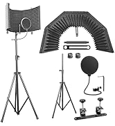 AxcessAbles Large 32x13 Recording Studio Microphone Isolation Shield w/ 3 Tier Tripod Stand and P...