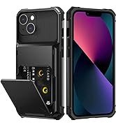 Nvollnoe for iPhone 13 Case with Card Holder[Store 5 Cards] Dual Layer Heavy Duty Shockproof iPho...