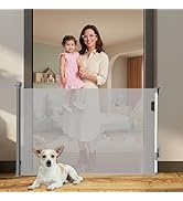 XRDZYXGS Retractable Baby Gates for Stairs, Dog Gate/Cat Door Expands to 55" x 38", Easy Installa...
