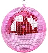 Mirror Ball for Disco DJ Club Party Wedding Home Decor, Muscab 12 Inch Disco Ball with Hanging Ri...