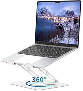 ALASHI Laptop Stand for Desk with 360° Rotating Base, Multi-Angle Adjustable Laptop Stands, Folda...