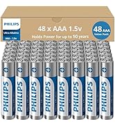 Philips AAA Batteries 48 Pack, 1.5v Ultra Alkaline Triple AAA. Batteries, 10-Year Shelf Life, Ult...