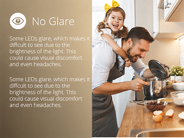Side-emitting LED design reduces glare and creates soft, comfortable cabinet lighting.