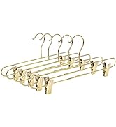 Quality Pant Hangers - 10-Pack Pant &amp; Skirt Hanger Set - Gold Pant Hangers with Clips - 360-Degre...