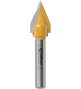 FivePears V Groove Router Bit 45 Degree 1/4 inch Shank, 1/2 inch Cutting Diameters, Carbide CNC E...