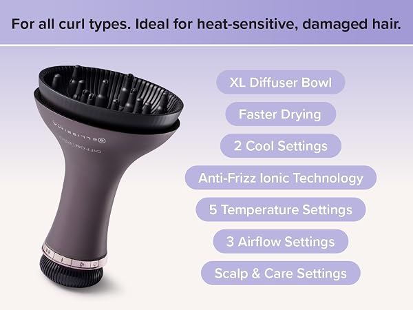 Pro Curl Diffuser For all curl types and hair lengths. Great for heat-sensitive/damaged hair.