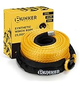 BUNKER INDUST 3/8" x 100' Synthetic Winch Rope,25000LBS Winch Cable with Protective Sleeve 100ft ...
