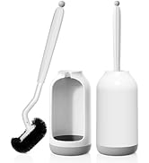 HAMITOR Toilet Bowl Brush Holder Set: 2 Pack Bathroom Deep Cleaning Toilet Cleaner Scrubber Under...