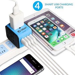 You can charge up to 5 devices at the same time with our international travel adapter