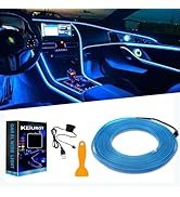 El Wire Lights for Car, Blue El Wire Car Interior Neon Lights 16FT/5M Car Led Strip Light Interio...