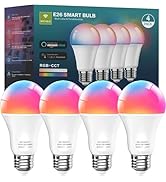 luckystyle Smart Light Bulbs, 9W A19 E26 800LM WiFi Bluetooth LED Bulbs Compatible with Alexa, Go...