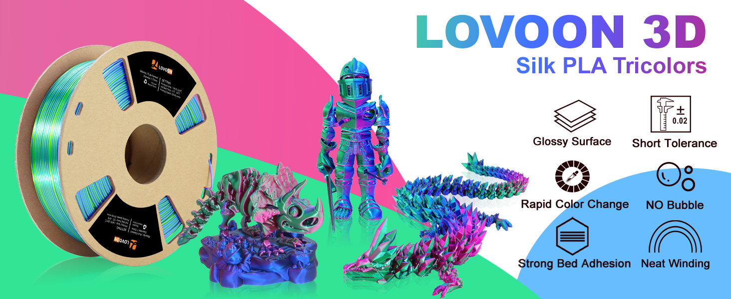 pla filament 1.75mm,3d printers,3d printer filament, 3d printing filament, Tricolor filament