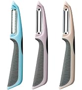 PNEATDEZ Vegetable Peeler for Kitchen with Silicone Handle, 1 Piece Serrated Peeler for Soft Skin...