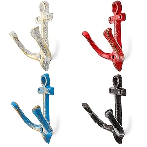 Yarlung 4 Pack Vintage Nautical Anchor Design Wall Hooks