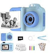 Kids Camera Instant Print, 1080P HD Dual-Lens Selfie,Toddler Digital Camera with 5 Rolls Paper &amp; ...