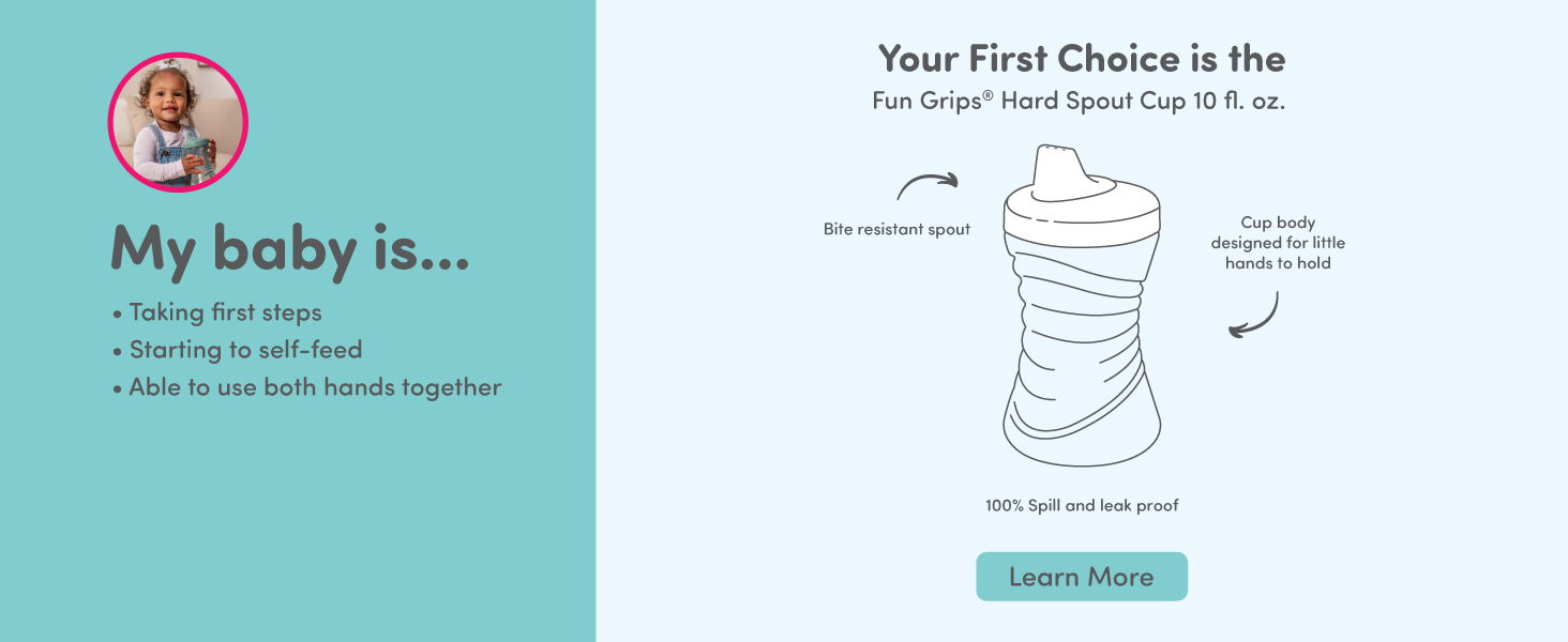 nuk first choice fun grips sippy cup hard spout spill proof leak proof toddler cup bpa free 9 months