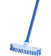 Superio Deck Scrub Brush with Long Handle 48 Inches, Heavy Duty Stiff Bristles Grout Scrubber wit...