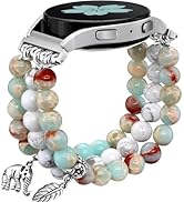 Newlibery Natural Stone Bracelet Beaded Band Women 20mm Compatible with Samsung Galaxy Watch 7/6/...