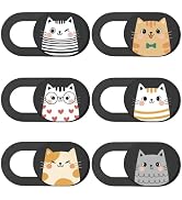 PRESSINART 6Pcs 6 Styles Cat Camera Cover Slide Webcam Privacy Cover Cute Animal Design Ultra-Sli...