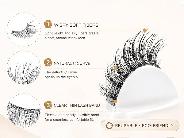 GAQQI False Eyelashes Wispy Lashes Strips