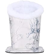 MOSISO Eyeglasses Holder, Plush Lined PU Leather Pattern Stand Case with Magnetic Base, White Marble