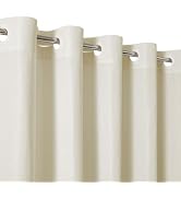 eachope No Hook Shower Curtain, Waterproof Slub Fabric, Cream 71x74 in | no separate liner, split...