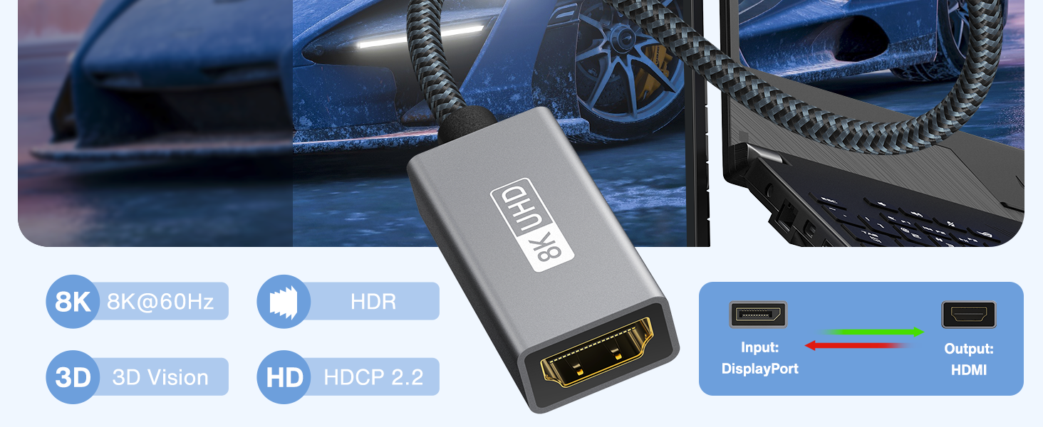 DisplayPort to HDMI Adapter 8K@60Hz