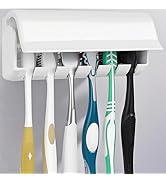 6 Slots Toothbrush Holder Wall Mount with Cover, Self Adhesive Toothbrushes Storage Organizer Per...