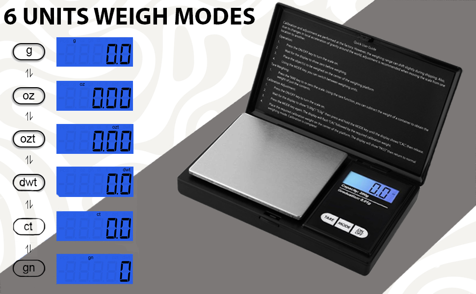 Digital Gram Kitchen Pocket Scale 6 Units Weigh Modes