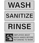 Anobell 12 PACK Employees Must Wash Hands Sign Wash Rinse Sanitize Sink Labels 9x3 inch Waterproo...