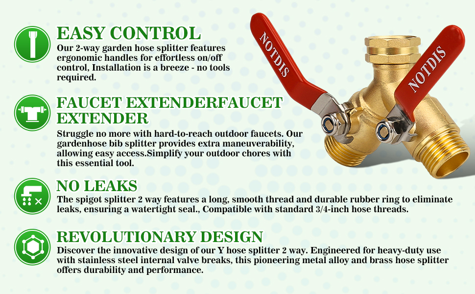 Hose Splitter 2 Way Heavy Duty Brass Garden Hose Splitter