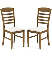 Giantex Wooden Dining Chairs Set of 2, Upholstered Kitchen Side Chairs w/Rubber Wood Frame &amp; High...