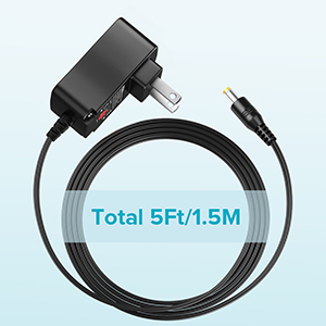 The power cord is totoal 5ft long