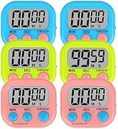 ZILLEEN 6 Pack Kitchen Timers for Cooking Digital Classroom Timers for Teachers Kids Blue Green Pink